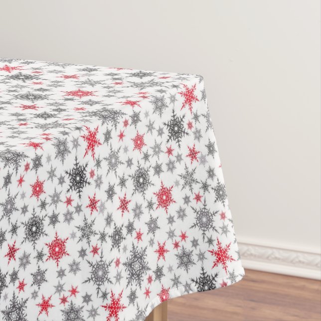 Nappe Noël, rouge, blanc, flocons de neige, hiver, Nouve (In Situ)
