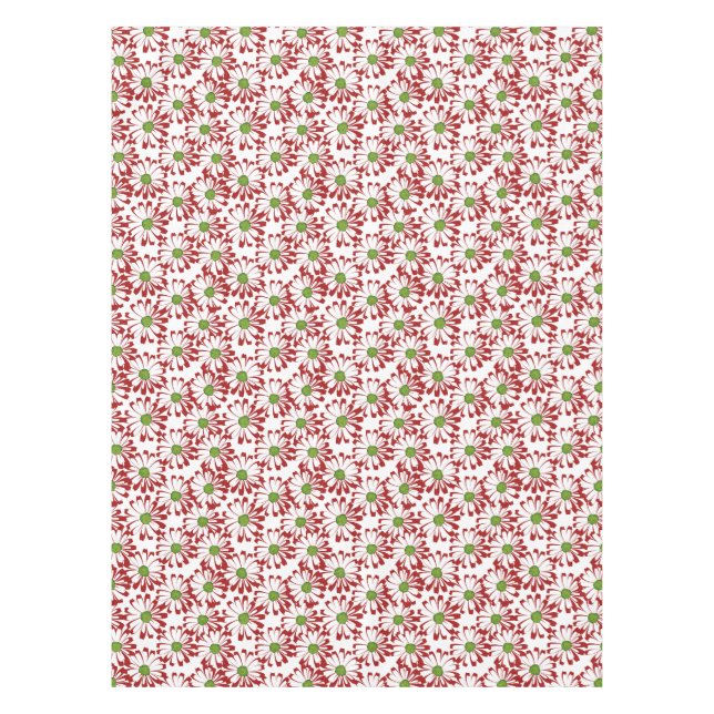 Nappe Noël Rouge et vert marguerite motif floral (Devant)
