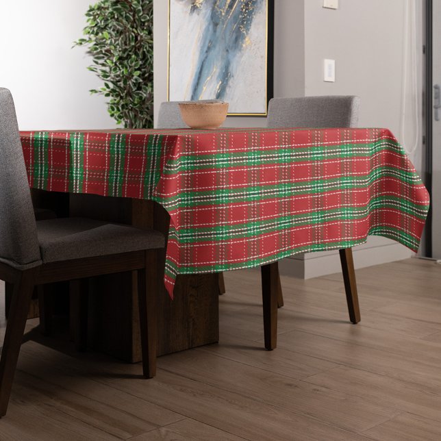 Nappe Noël Russe Agritourisme Rouge Pays Plaid (Holiday red and green plaid pattern table cloth)