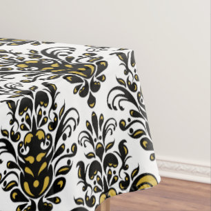 Nappe Noir et blanc élégant avec une touche de damas o