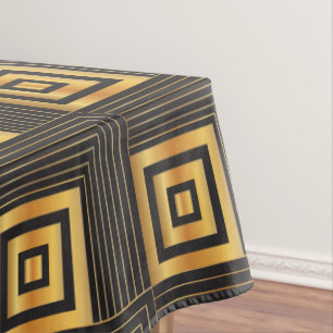 Nappe Noir géométrique et or de carrés d'art déco