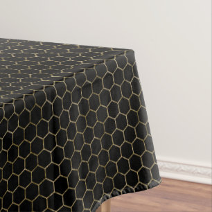 Nappe Noir & Or Honeycomb Elégant Motif géométrique