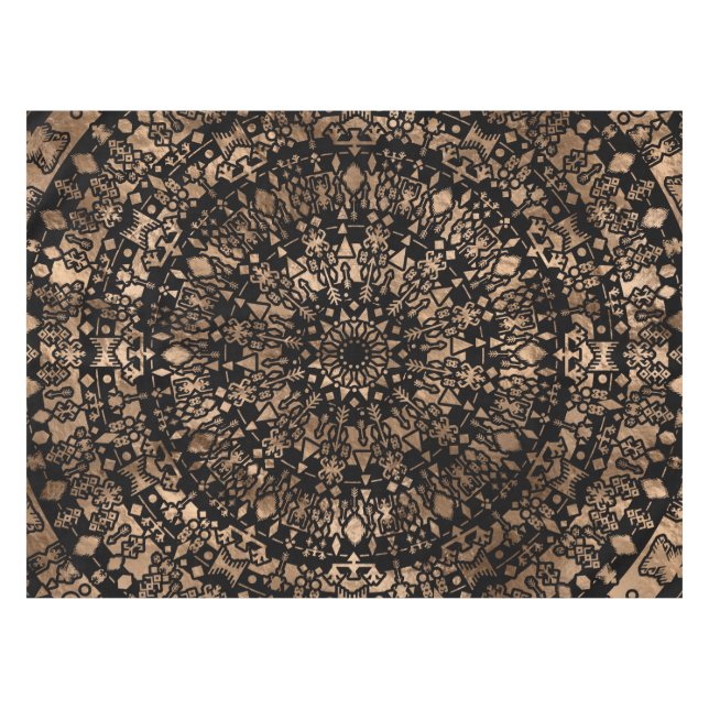 Nappe Noir tribal ethnique et or de mandala (Devant (Horizontal))