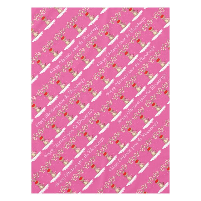 Nappe Nom de famille personnalisé par Noël rose de renne (Devant)
