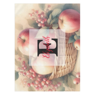 Nappe Nom du monogramme Feuilles d'automne et aquarelle