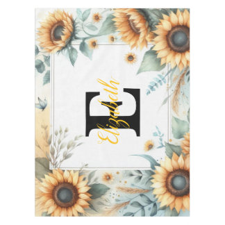 Nappe Nom du monogramme pasterose de tournesol floral