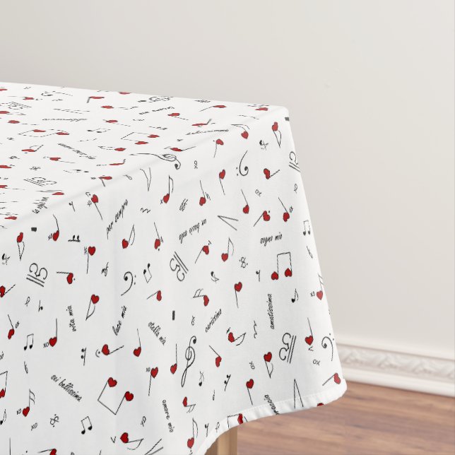 Nappe Notes d'amour Cœur rouge Notation musicale (In Situ)