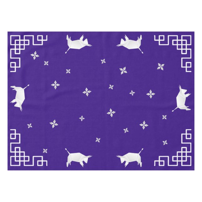 Nappe Nouvel An chinois Origami Oxen & Stars (Devant (Horizontal))