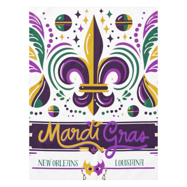 Nappe Nouvelle-Orléans Mardi Gras jaune violet vert (Devant)