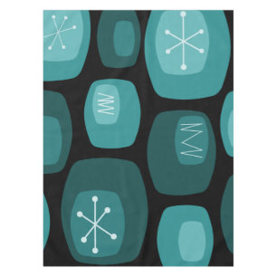 Nappe Oblongs modernes du milieu du siècle Noir Turquois