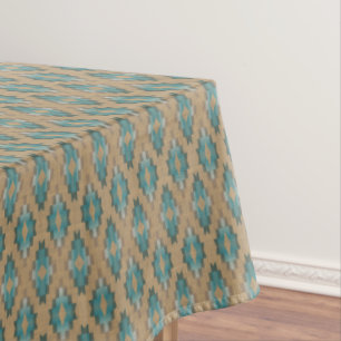 Nappe Ochre Brown Taupe Turquoise Blue Tribal Art Motif