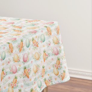 Nappe Œufs de Pâques et carottes pastel motif aquarelle