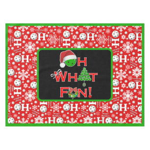Nappe Oh What Fun Noël Pickleball Snowballs sur Rouge