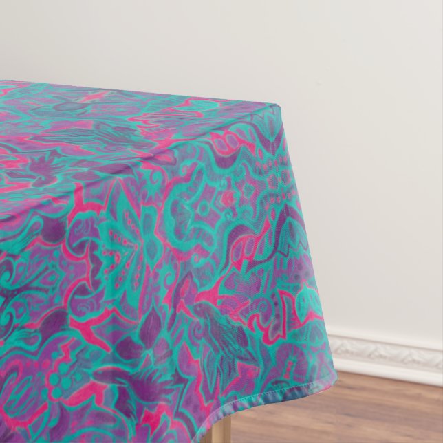Nappe Oiseaux Arabesque Bohème Turquoise Purple Fuchsia (In Situ)
