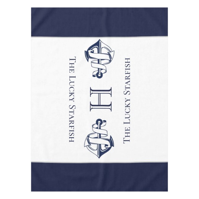 Nappe Onglet Monogramme de l'Ancre bleue de la marine na (Devant)