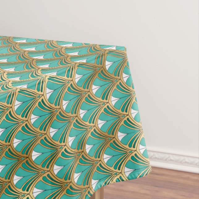 Nappe Or et Aqua Art Déco Géométrique (In Situ)