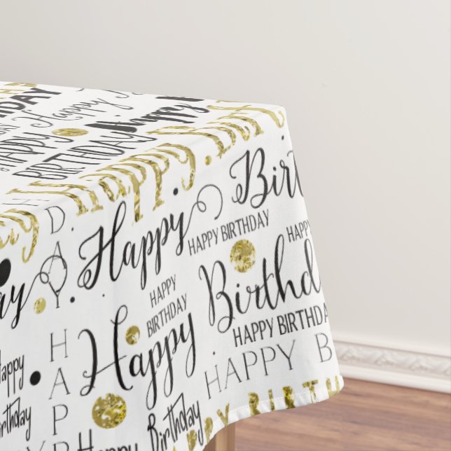 Nappe Or et confettis de joyeux anniversaire de noir (In Situ)
