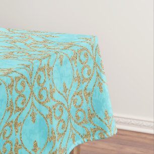 Nappe Or marocain d'aqua de turquoise de flourish