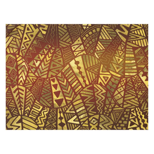 Nappe Or tribal et brun de motif de Boho (Devant (Horizontal))