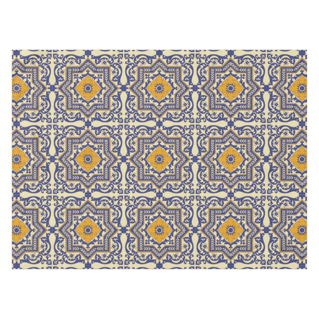 Nappe orange bleue de style en céramique d'Azulejo (Devant (Horizontal))