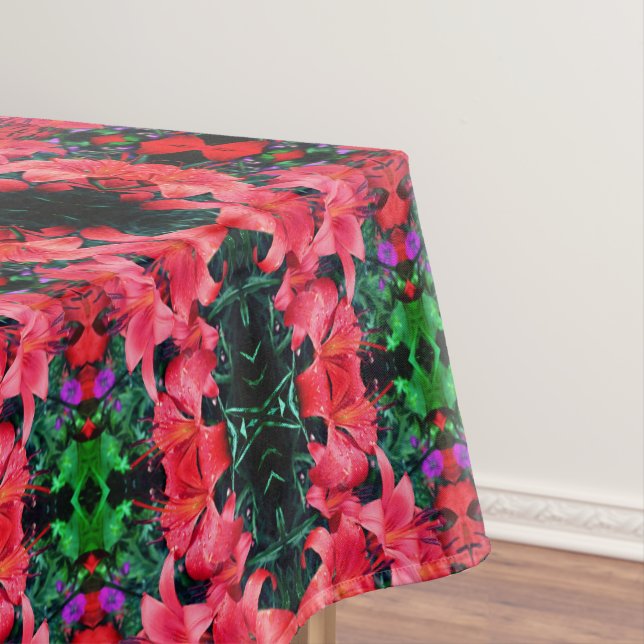 Nappe Orange Lilies Floral Abstrait Motif (In Situ)