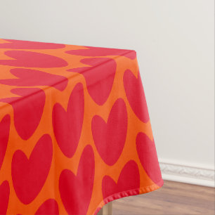 Nappe Orange rétro avec Coeurs rouges Super