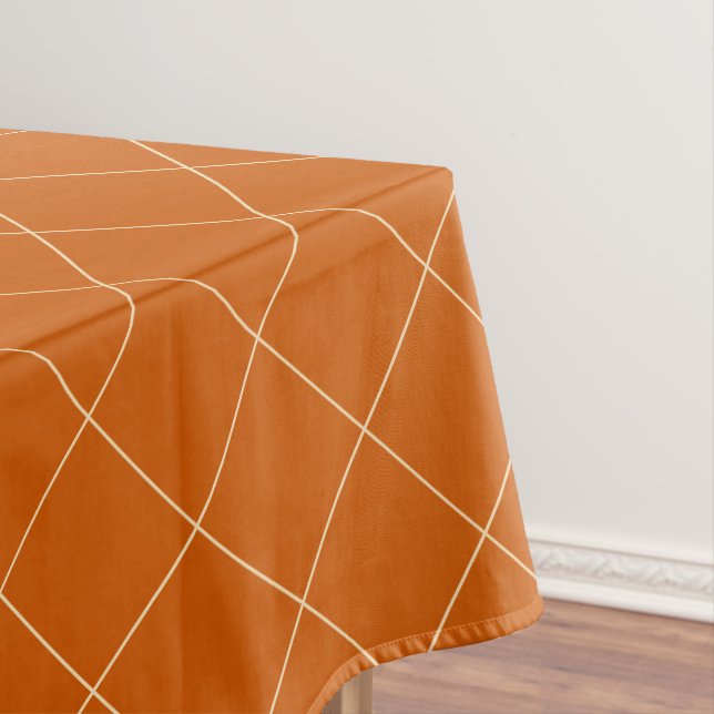Nappe Oranger brûlé, neutre, treillis coton motif (In Situ)