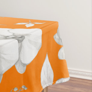 Nappe Orchidée blanche aquarelle sur orange