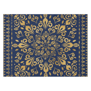 Nappe Ornement Damas oriental - Or sur bleu foncé #3
