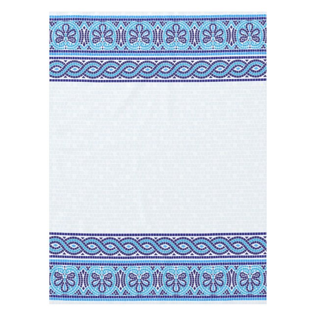Nappe Ornement en mosaïque grecque - Tons de bleu (Devant)