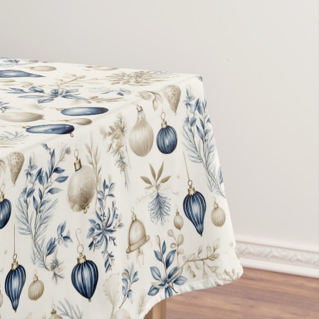 Nappe Ornements de Noël bleu et beige (In Situ)