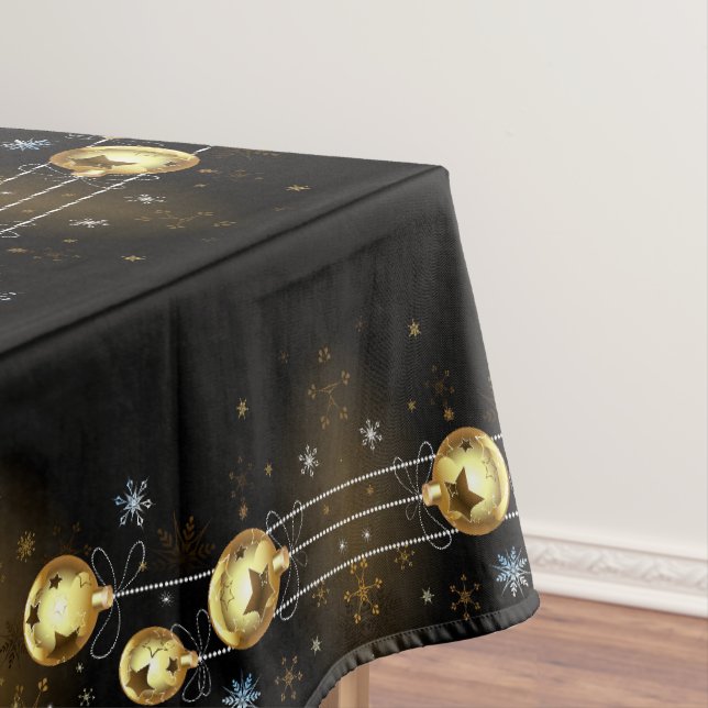 Nappe Ornements dorés de Noël Étoiles brillantes Noir (In Situ)