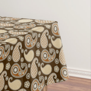 Nappe Paisley motif, Chocolat Brown et Tan