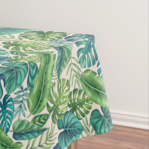 Nappe Palm vert et Turquoise Tropical Banana Monstera Fe