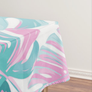 Nappe Palmettes roses tropicales