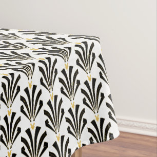 Nappe Palmettos noirs et blancs d'art déco des années
