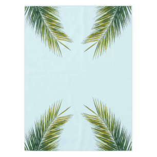 Nappe Palmier Vert Tropical sur Fond Bleu Clair