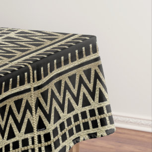 Nappe Papier noir et or africain boue imprimé