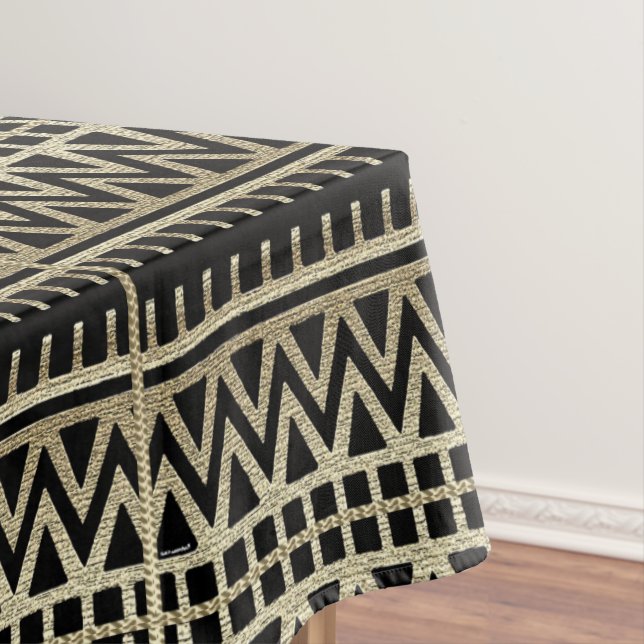 Nappe Papier noir et or africain boue imprimé (In Situ)