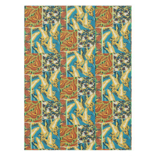 Nappe Papillon Art Déco Jaune et Turquoise Vibrants