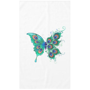 Nappe Papillon aux plumes de paon vert