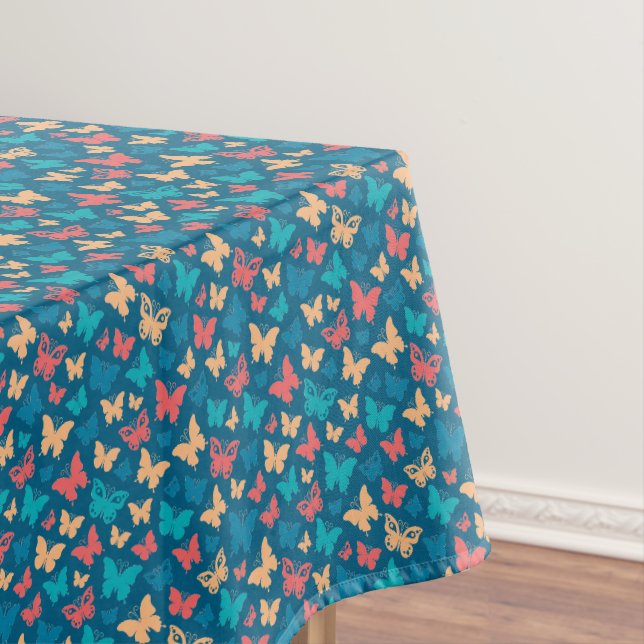 Nappe Papillon contemporain mignon rose turquoise (In Situ)