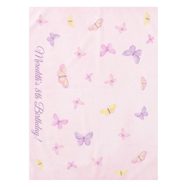 Nappe Papillon rose et violet en tissu de table (Devant)