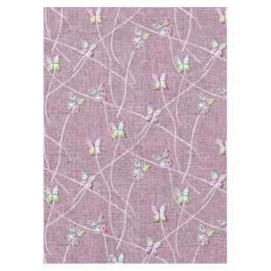 Nappe Papillons à l'aquarelle sur rose poudré