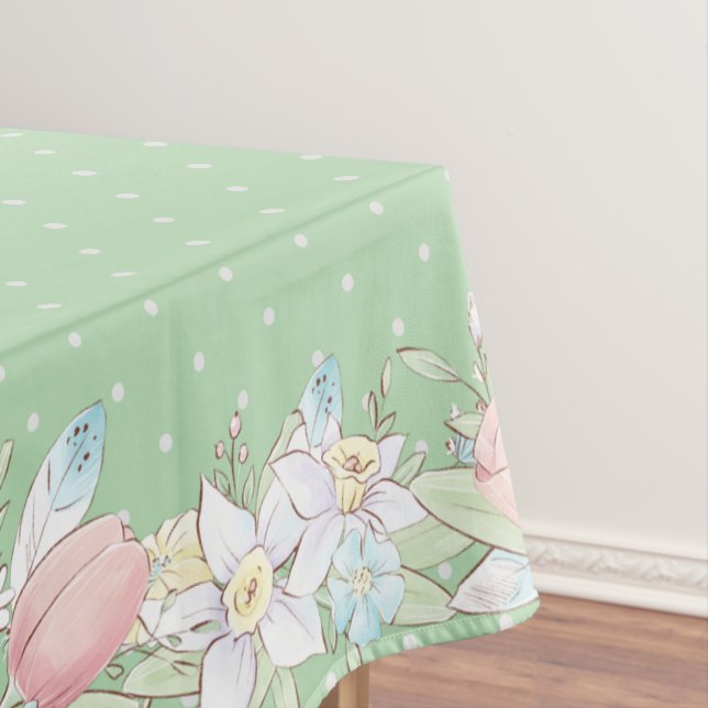 Nappe Pâques Floral Pastel Pois verts (In Situ)