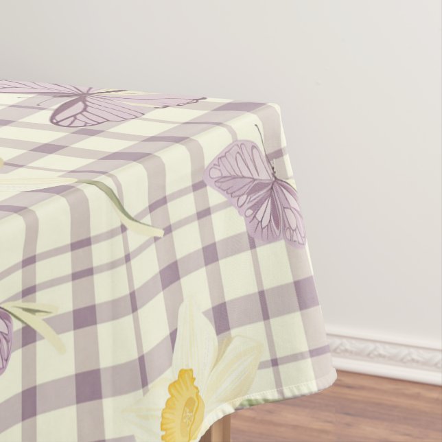Nappe Pâques papillon violet Daffodique Motif plaid (In Situ)
