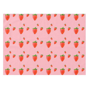 Nappe Parti rose Motif aux fraises rouges