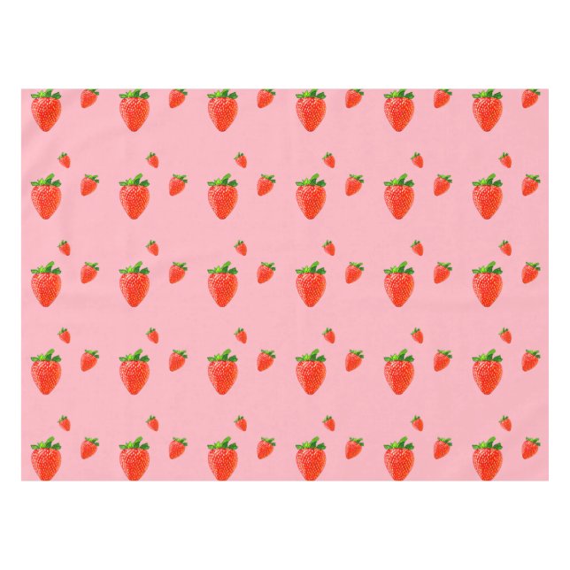 Nappe Parti rose Motif aux fraises rouges (Devant (Horizontal))