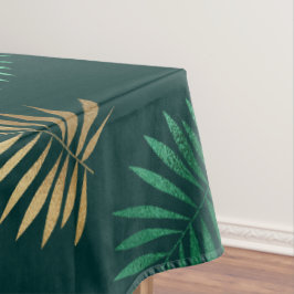 Nappe Parties scintillant verte et or sur Feuilles tropi