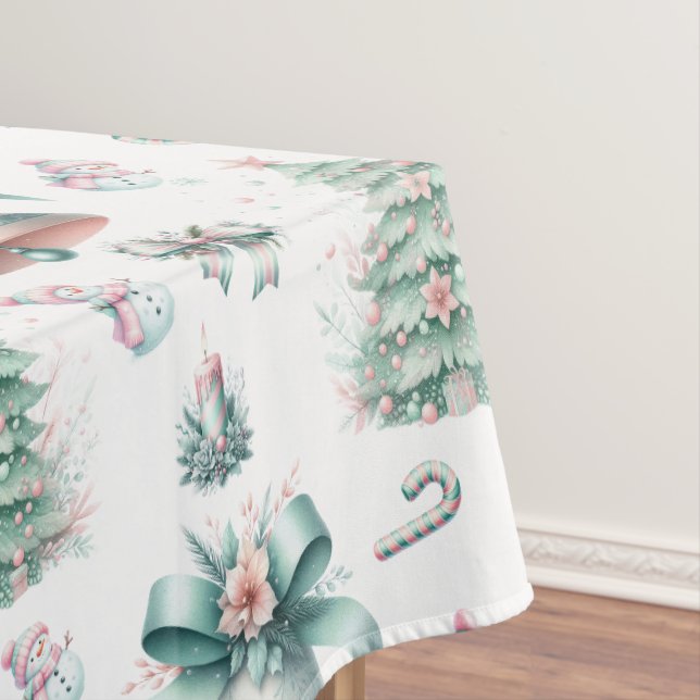 Nappe Pastel Mint et rose Noël Motif sans couture (In Situ)